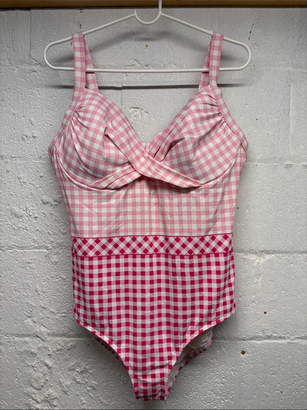 Draper James x Lands End | Pink Gingham One Piece Bathing Suit sz 18